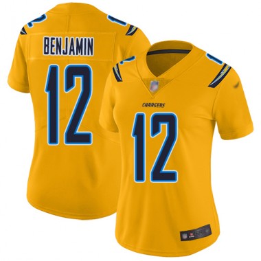 Los Angeles Chargers NFL Football Travis Benjamin Gold Jersey Women Limited  #12 Inverted Legend
